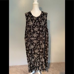Talbots 22w black print sleeveless dress